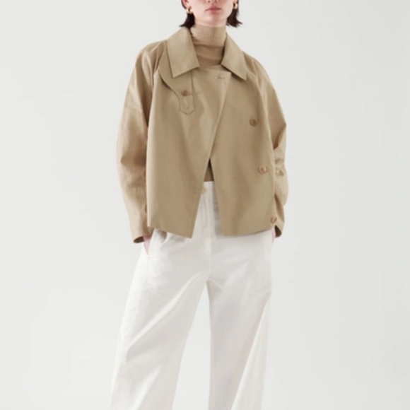 COS Chic Crop Trench in 100% Linen Sz US 2 S/M NEW - Picture 2 of 9